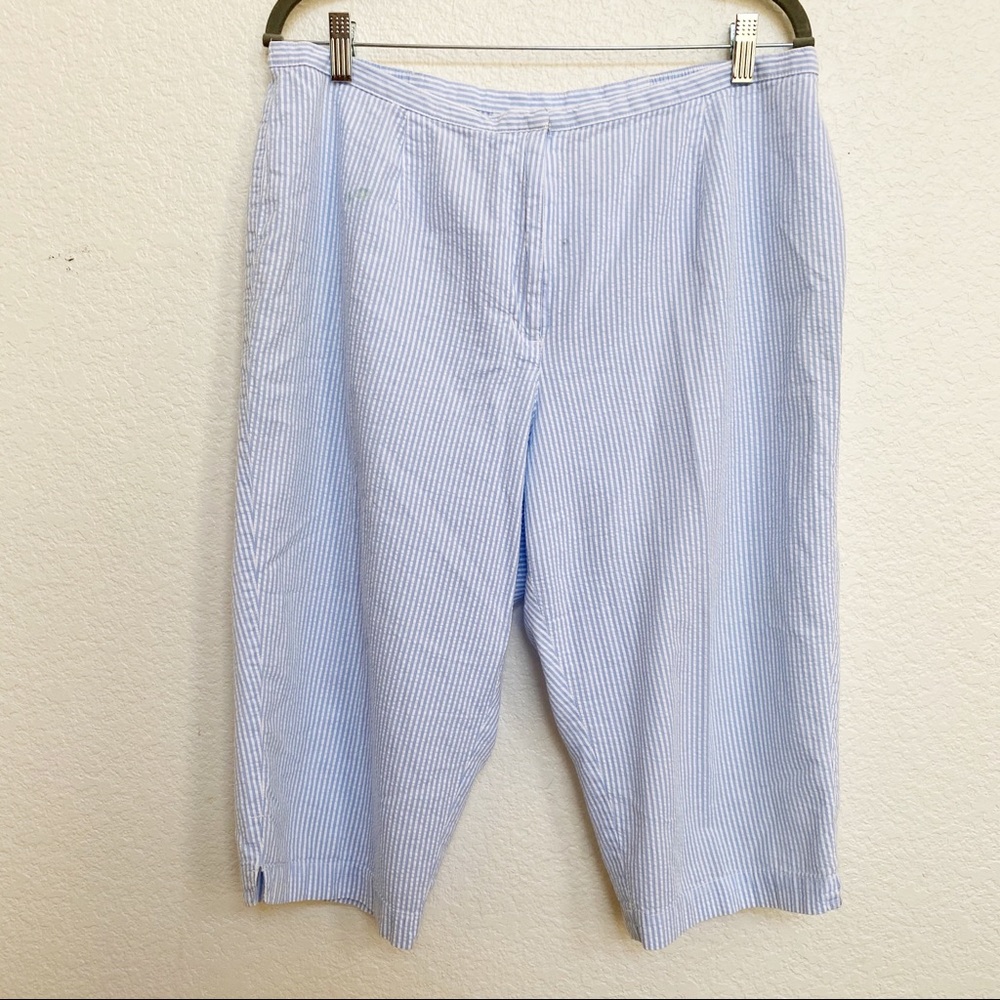 Liz Claiborne Light Blue and White Striped Crops
